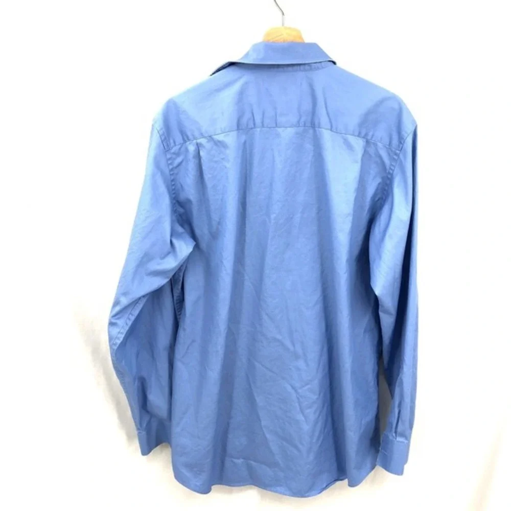 BANANA REPUBLIC Cotton Long-Sleeve Button up dress Shirt Blue L 16-16 1/2 Fitted